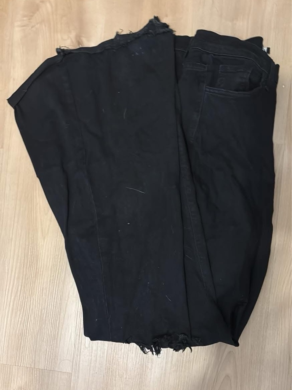 Fashion Nova Women's Black Wide Leg Jeans - Frayed Hem
